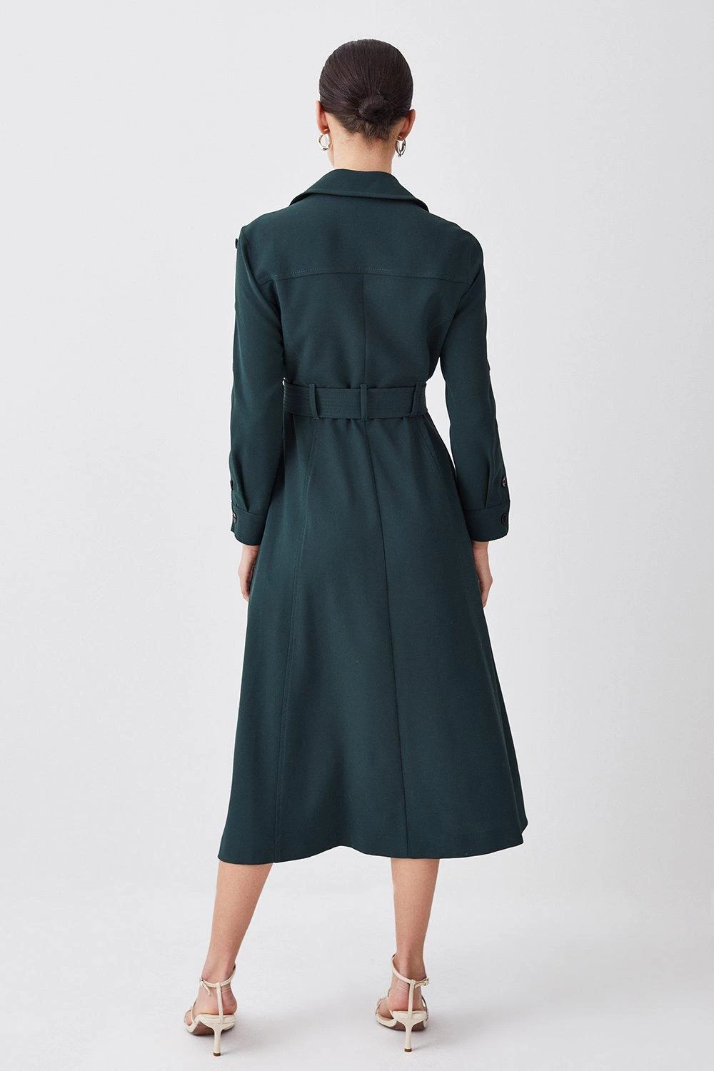 Karen Millen Petite Button Detail Pleated Detail Midi Dress - Image 2