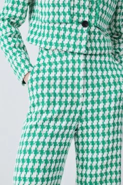 Karen Millen Petite Check Tweed High Waist Wide Leg Trousers