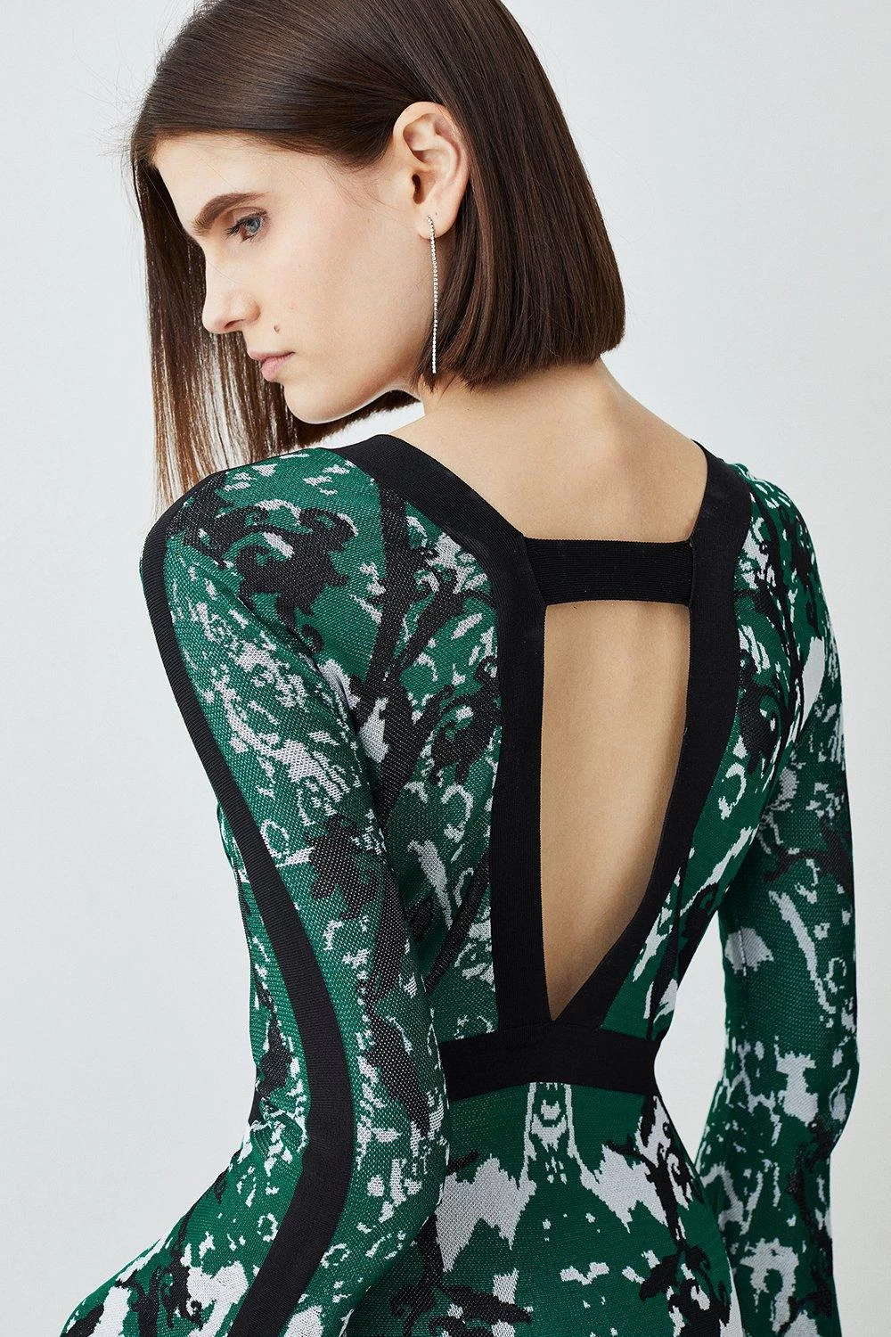 Karen Millen Slinky Jacquard Full Sleeve Knitted Maxi Dress - Image 2