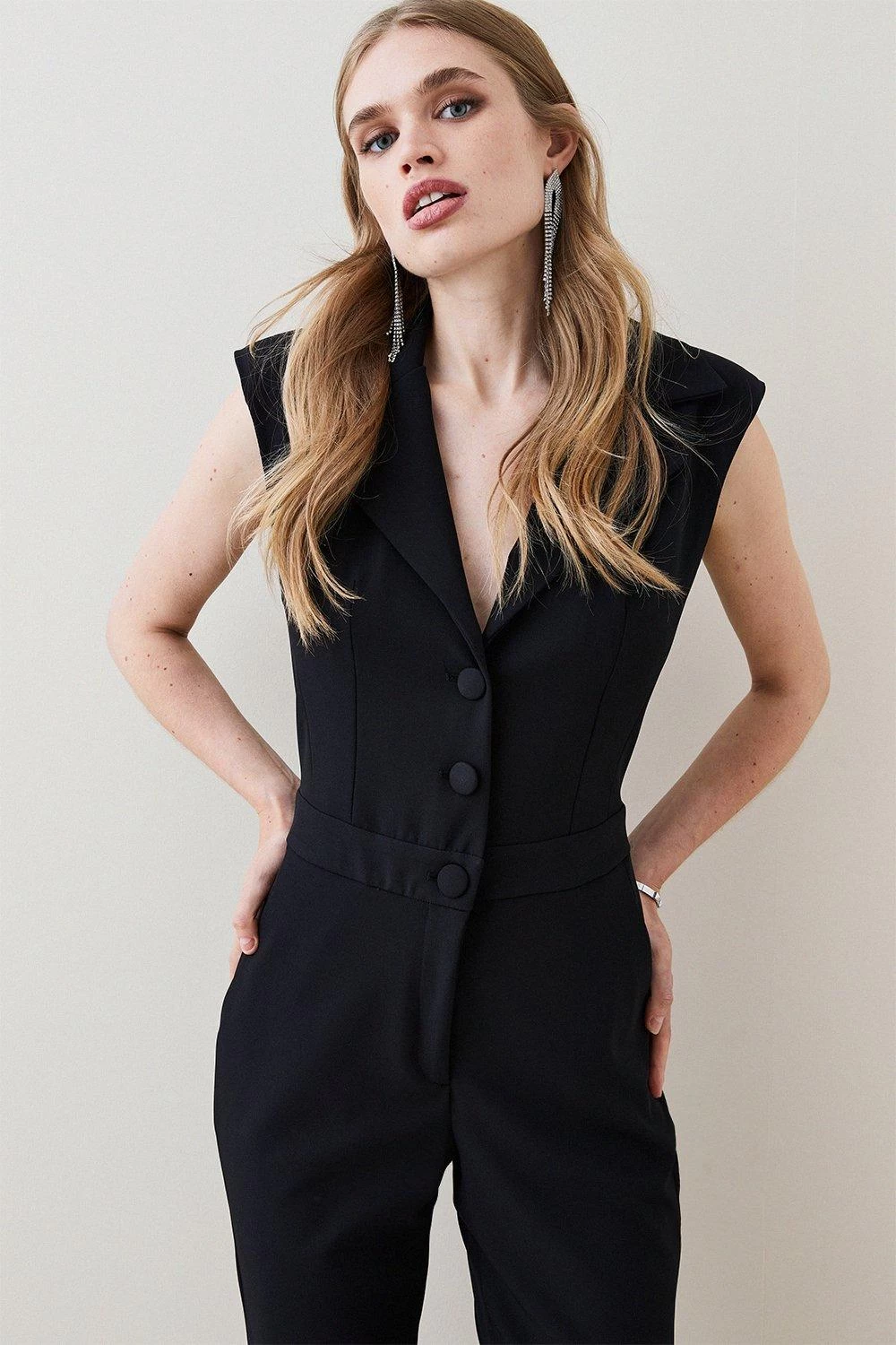 Karen Millen Strong Shoulder Sleeveless Jumpsuit - Image 3
