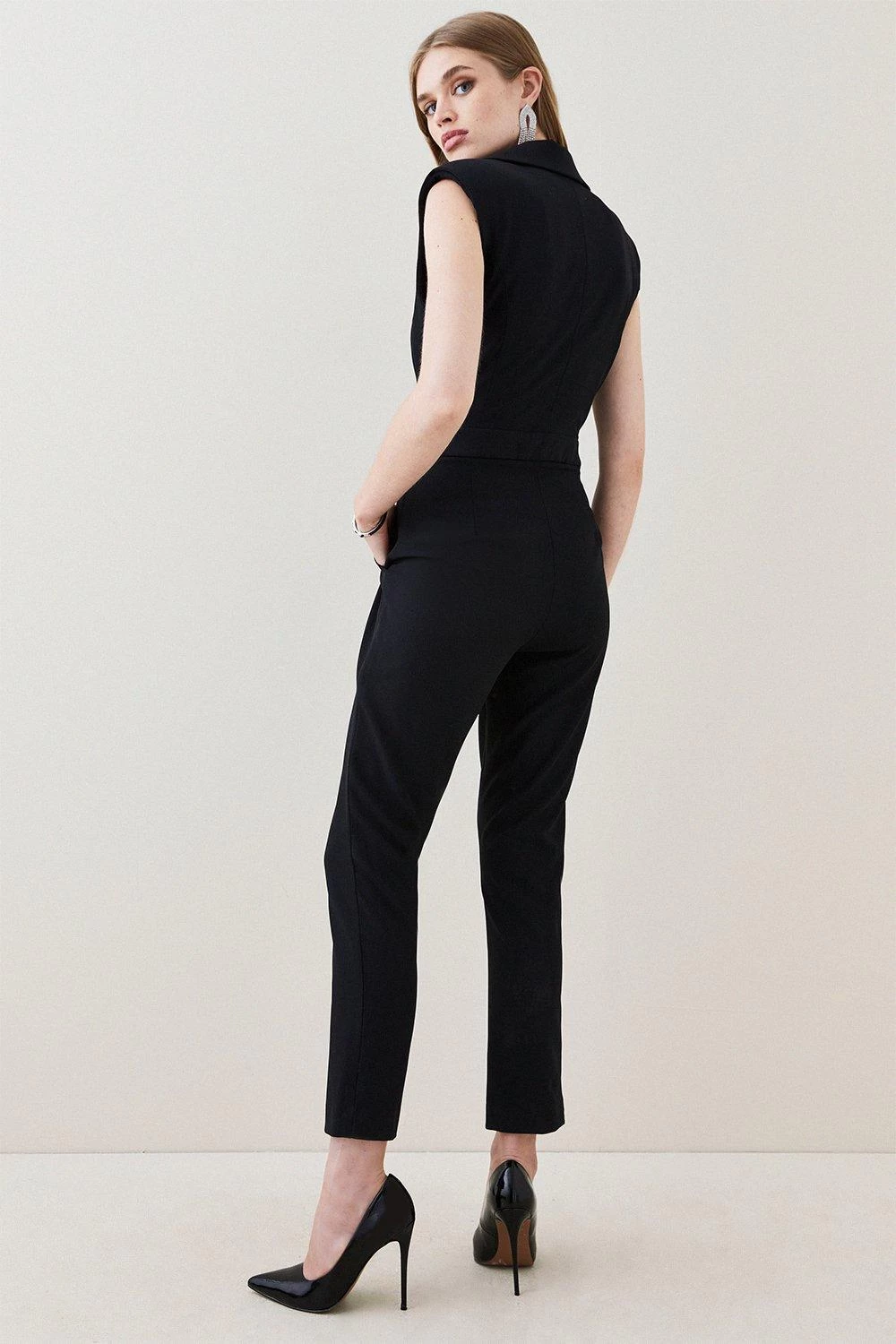 Karen Millen Strong Shoulder Sleeveless Jumpsuit - Image 4