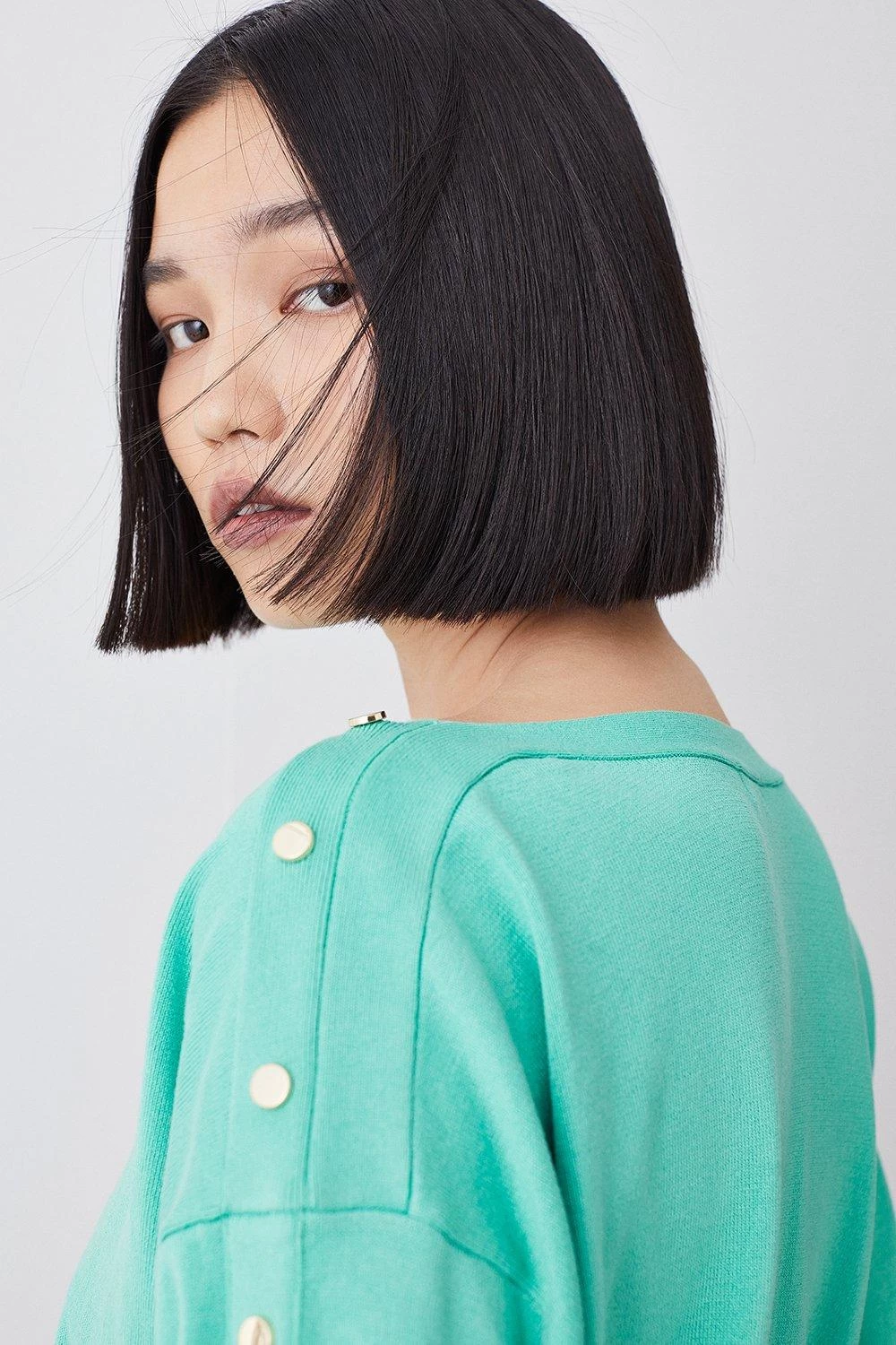 Karen Millen Viscose Blend Knit Slouchy Popper Jumper - Image 2