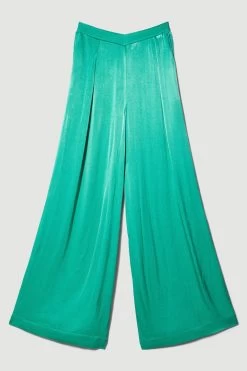 Karen Millen Viscose Satin Wide Leg Trouser