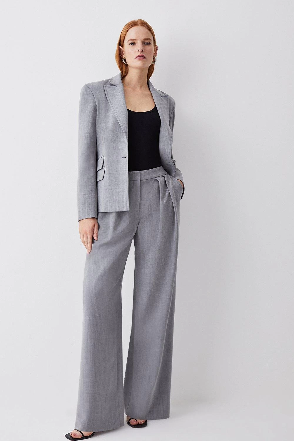 Karen Millen Wool Blend Tailored Wide Leg Trouser - Image 2