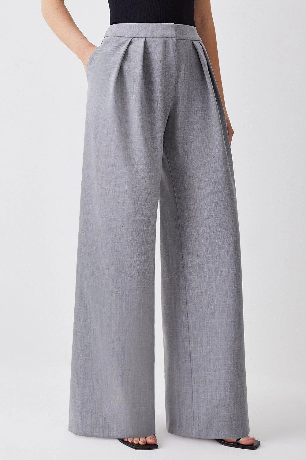 Karen Millen Wool Blend Tailored Wide Leg Trouser - Image 3