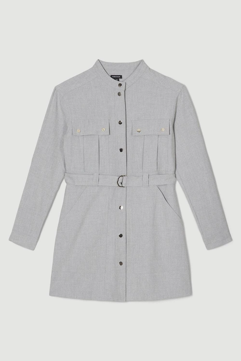Karen Millen Pocket Detail Button Belted Mini Dress - Image 4