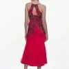 Karen Millen Beaded Embellished Fringed Satin Woven Slip