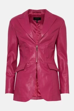Karen Millen Leather Corset Detail Blazer