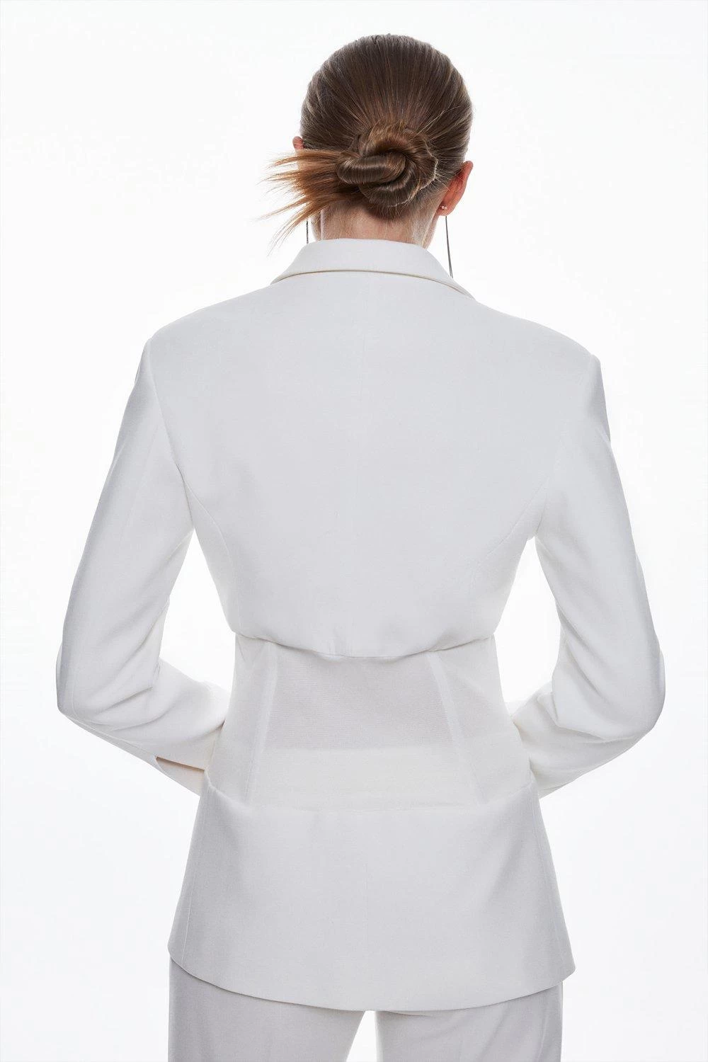 Karen Millen Compact Stretch Contrast Panel Detail Waist Blazer - Image 3