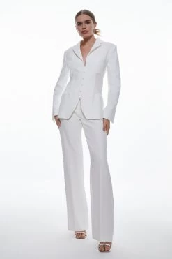 Karen Millen Compact Stretch Contrast Panel Detail Waist Blazer