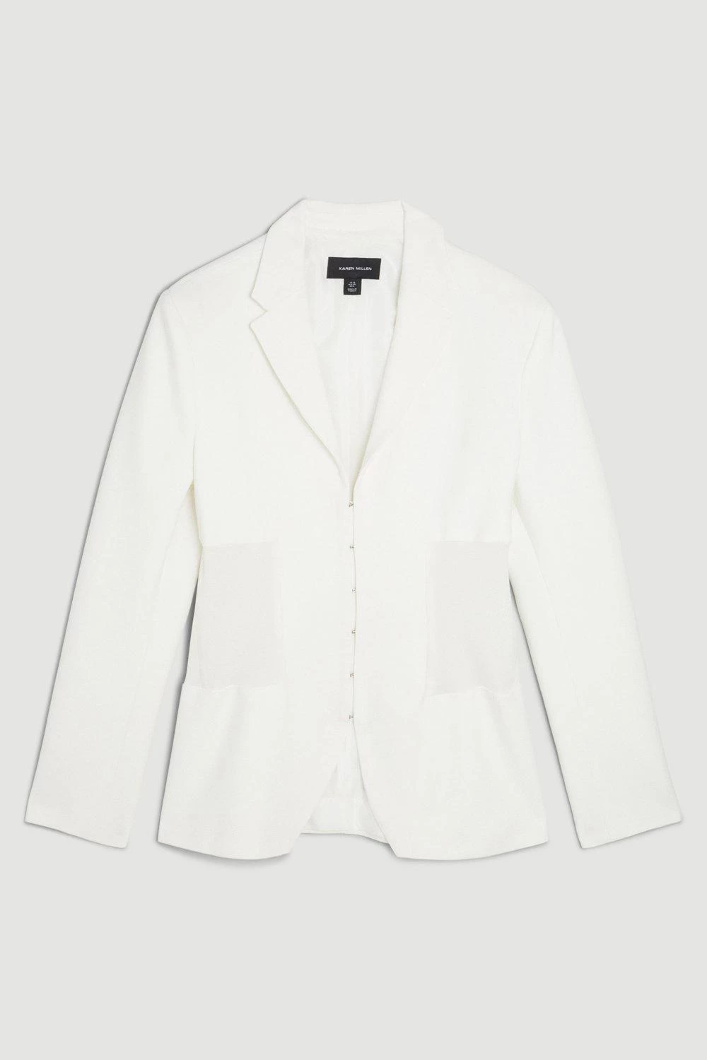 Karen Millen Compact Stretch Contrast Panel Detail Waist Blazer - Image 4