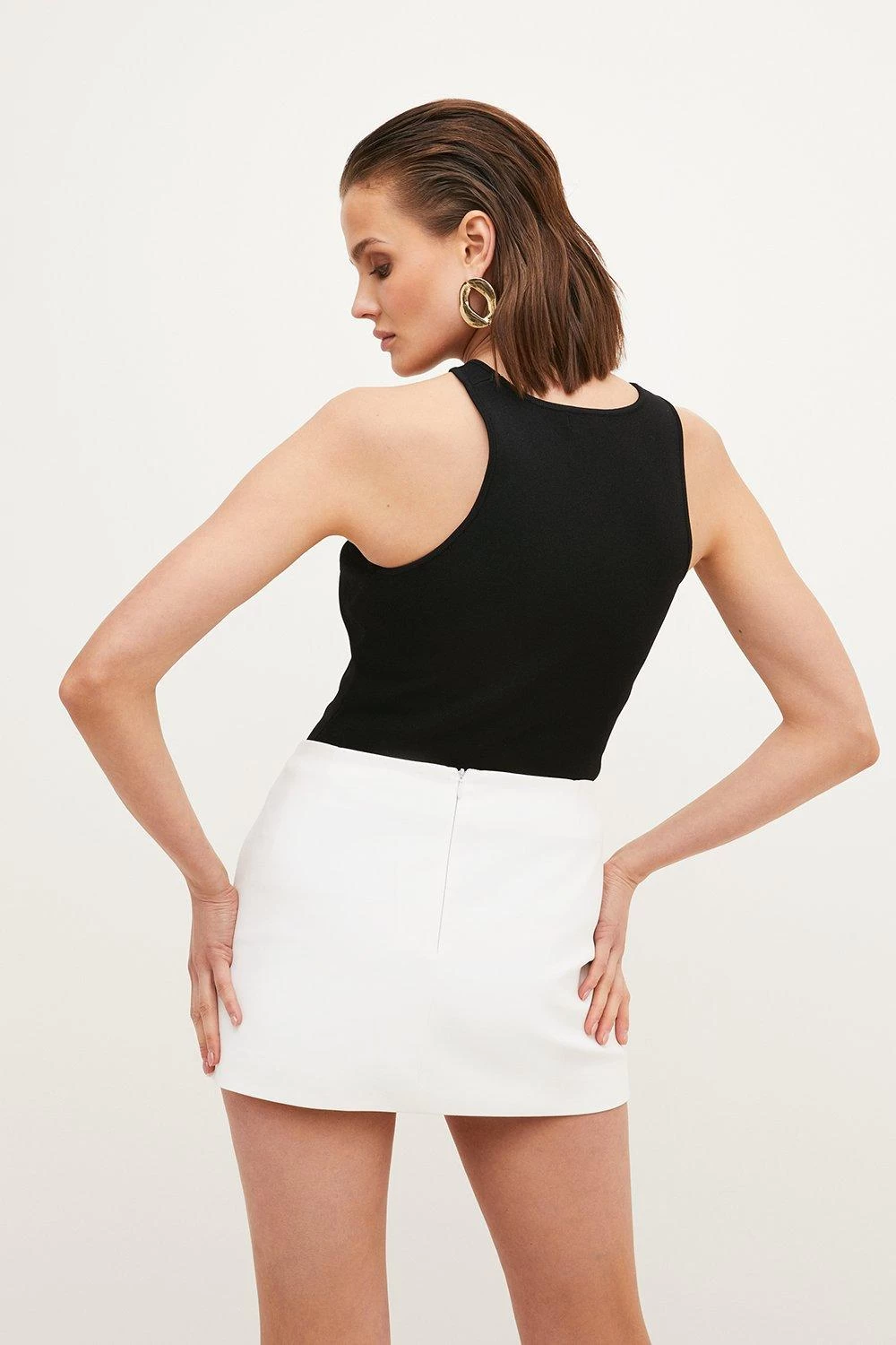 Karen Millen Compact Stretch Stretch Micro Mini Skirt - Image 2