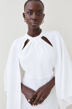 Karen Millen Compact Viscose Cape Wide Leg Jumpsuit