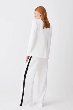 Karen Millen Compact Viscose Contrast Panelled Wide Leg Trouser