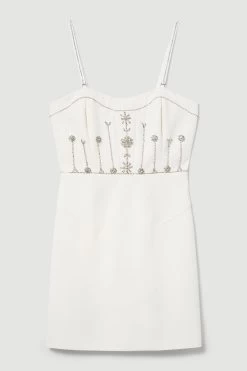Karen Millen Crystal Embellished Mini Woven Dress