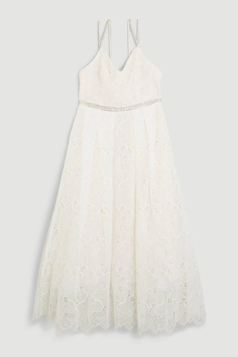 Karen Millen Diamante Trim And Lace Strappy Prom Dress - Image 2