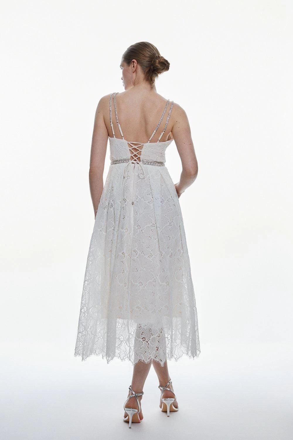 Karen Millen Diamante Trim And Lace Strappy Prom Dress - Image 5