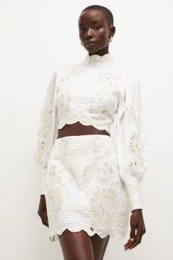 Karen Millen Lydia Millen Viscose Mirrored Cutwork Skirt