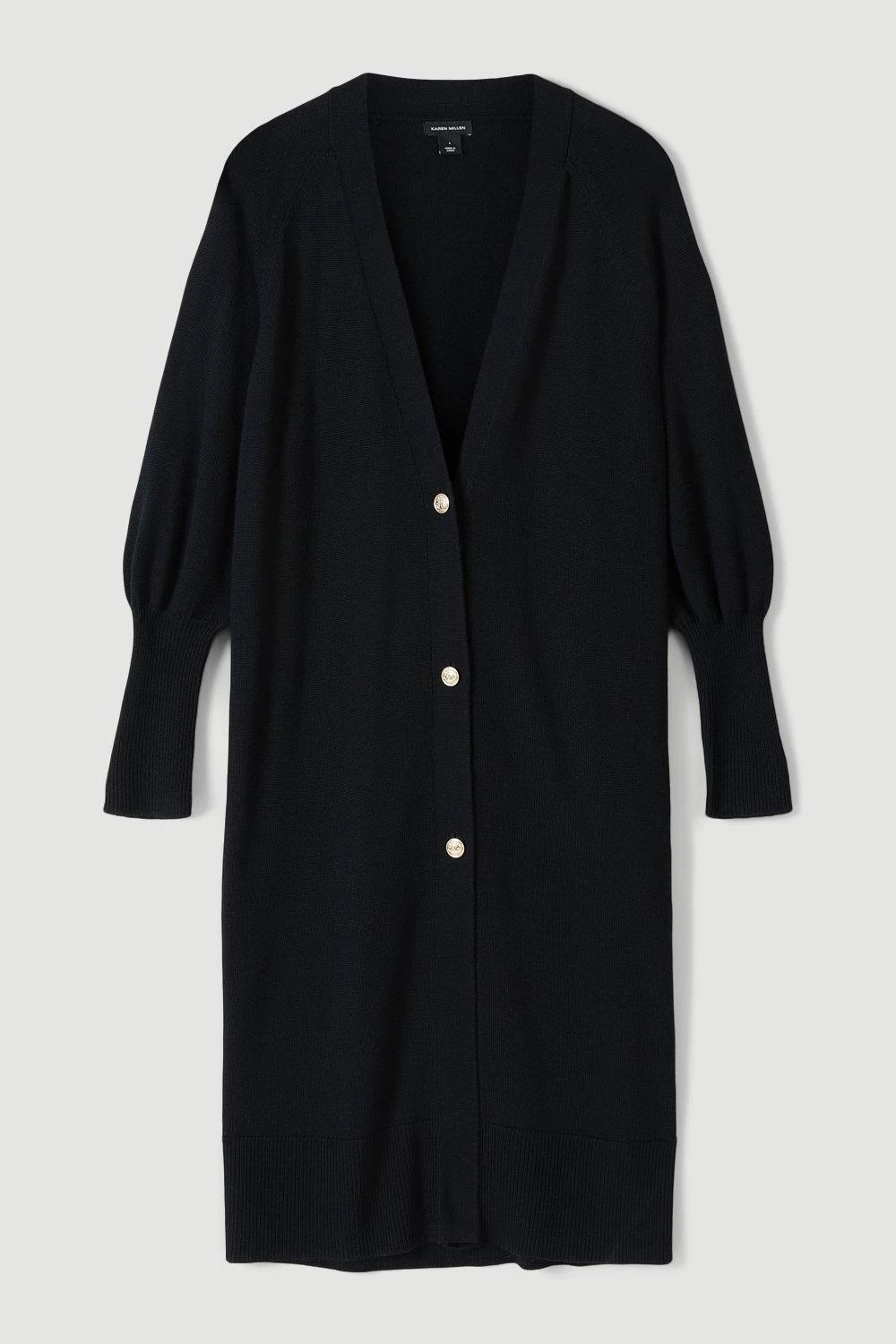 Karen Millen Merino Wool Deep Vee Slouchy Midi Cardigan - Image 3