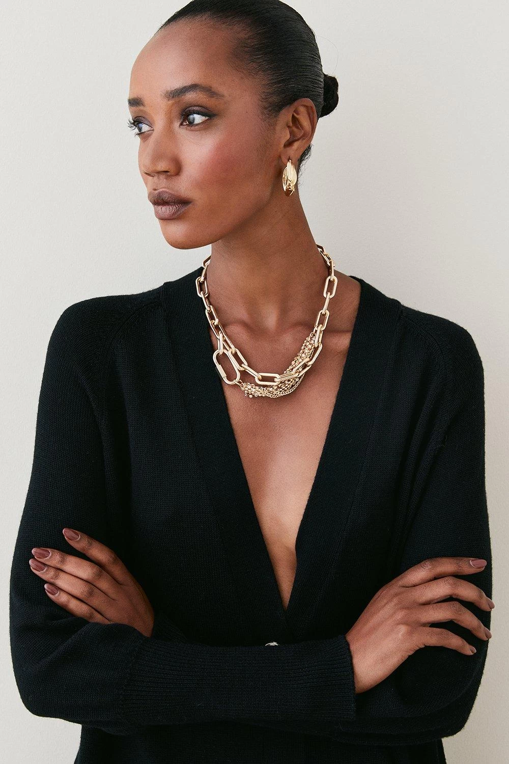 Karen Millen Merino Wool Deep Vee Slouchy Midi Cardigan - Image 5