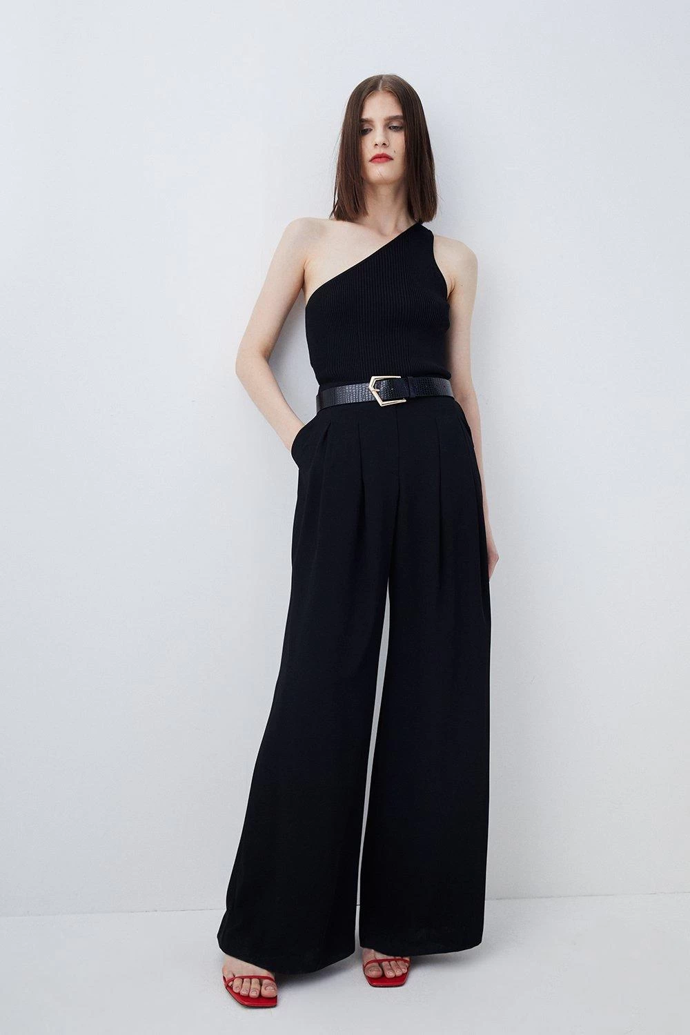 Karen Millen One Shoulder Rib Knit Top - Image 2