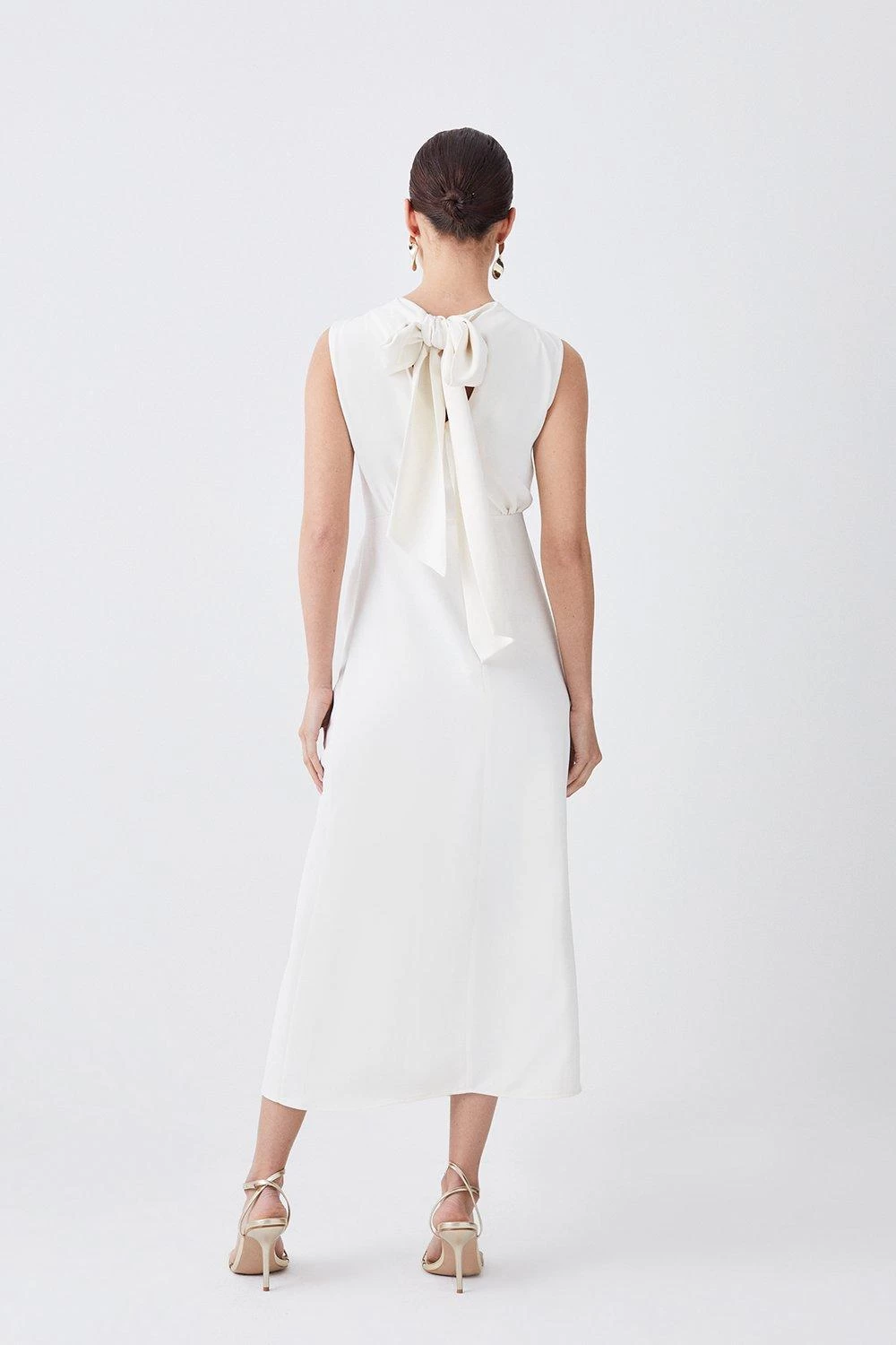 Karen Millen Petite Cowl Neck Sleeveless Woven Midi Dress - Image 2