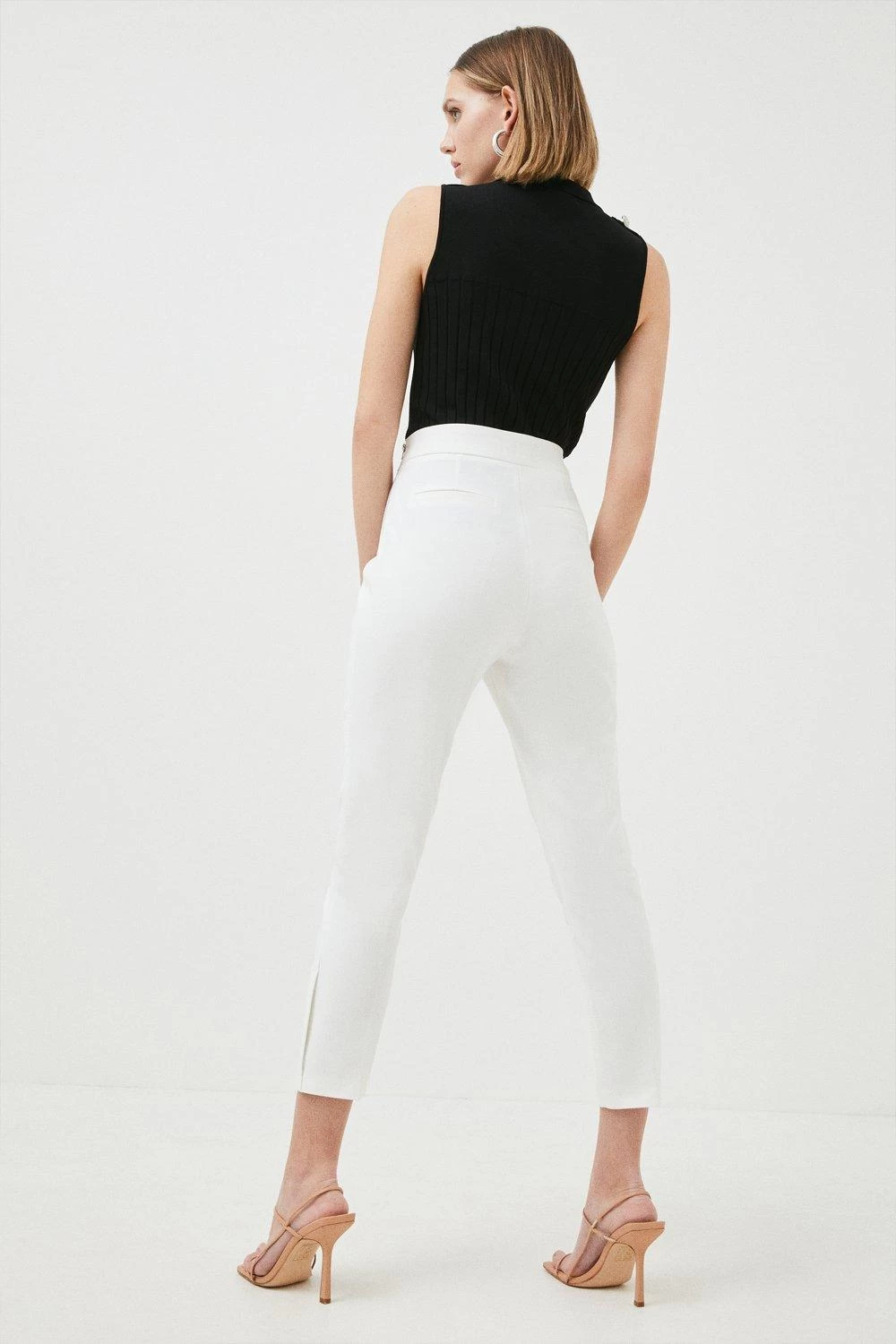 Karen Millen Petite Essential Techno Woven Crop Trouser - Image 2