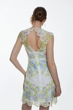 Karen Millen Petite Guipure Lace Embroidered Mini Dress