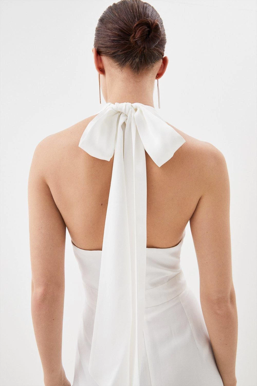 Karen Millen Petite Satin Crepe Woven Wide Leg Jumpsuit - Image 2