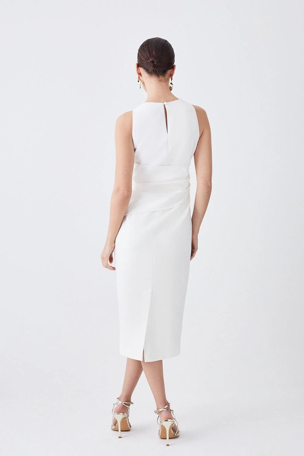 Karen Millen Petite Structured Crepe Drape Side Midaxi Dress - Image 4
