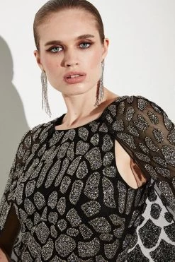 Karen Millen Premium Embellished Caped Maxi Dress