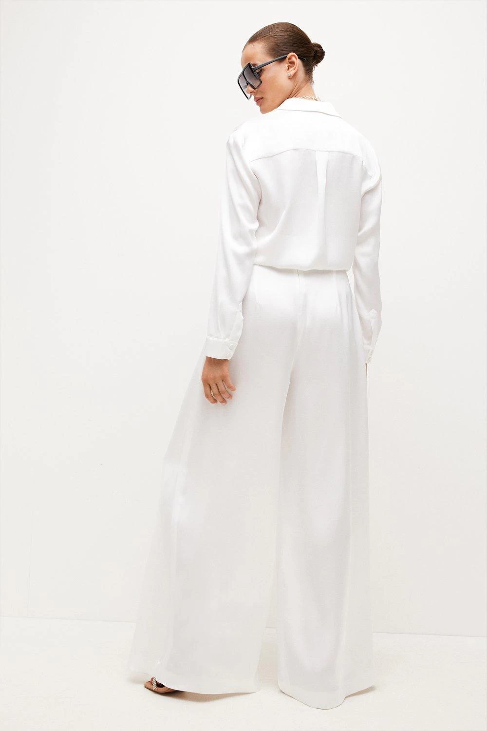 Karen Millen Satin Back Crepe Wide Leg Trouser