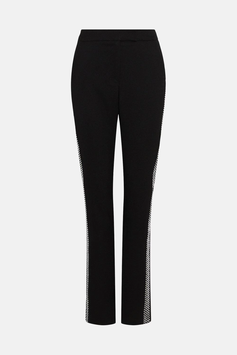 Karen Millen Satin Tailored Slim Leg Diamante Trim Trouser - Image 3