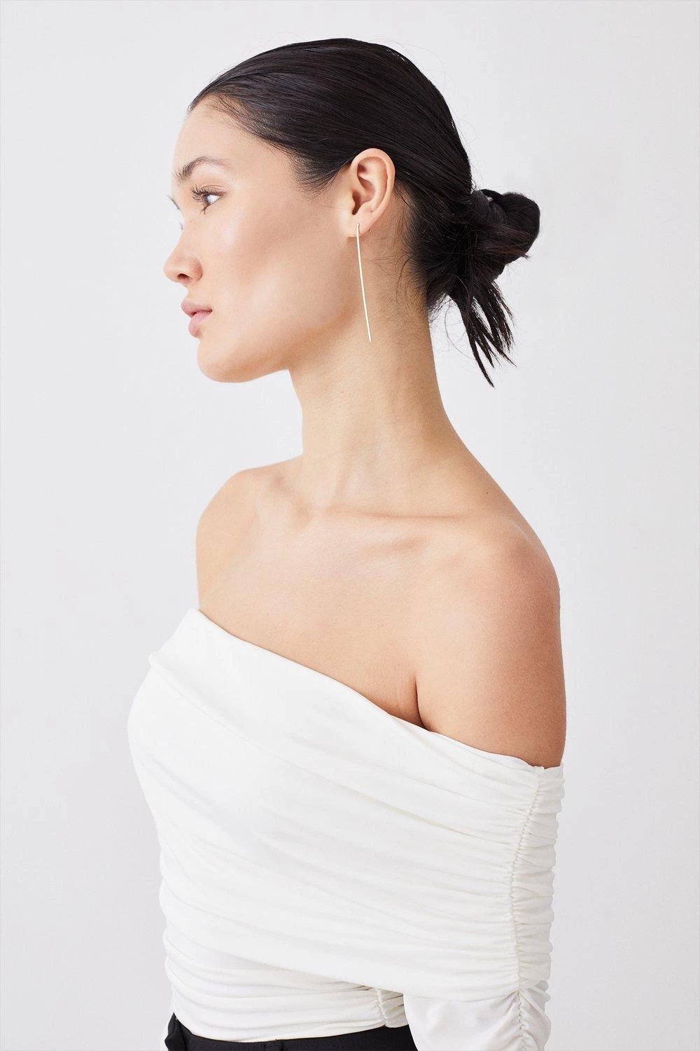 Karen Millen Slinky Jersey Ruched Bardot Bodysuit - Image 4