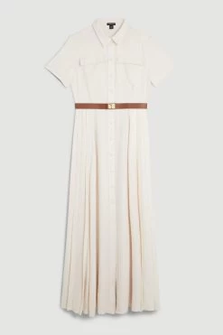 Karen Millen Soft Tailored Pleat Panel Midi Shirt Dress