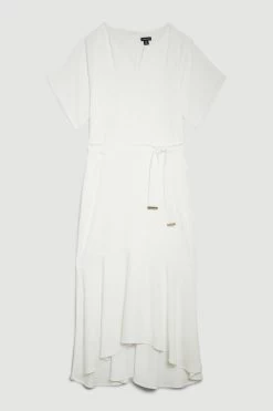 Karen Millen Soft Tailored Tie Belt Relaxed Sleeve Midi Dress