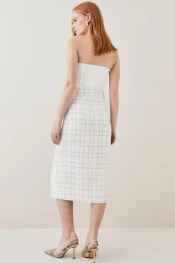 Karen Millen Sparkle Tweed Button Pencil Skirt