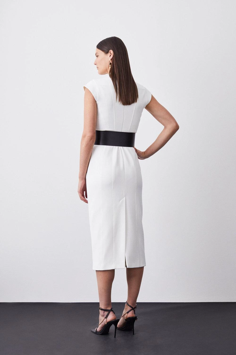 Karen Millen Structured Crepe Contour Seamed Midaxi Dress - Image 2
