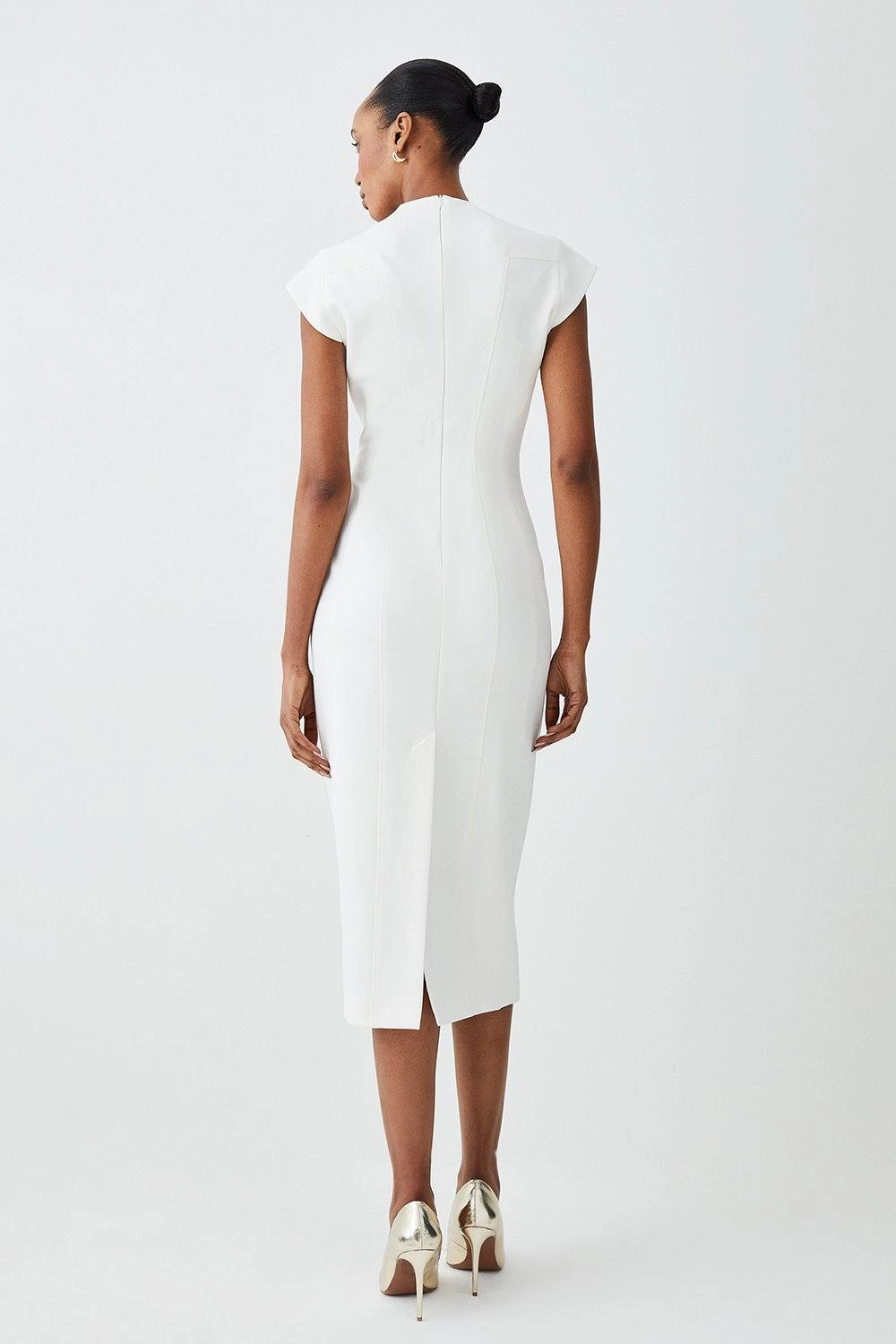 Karen Millen Structured Crepe Contour Seamed Midaxi Dress