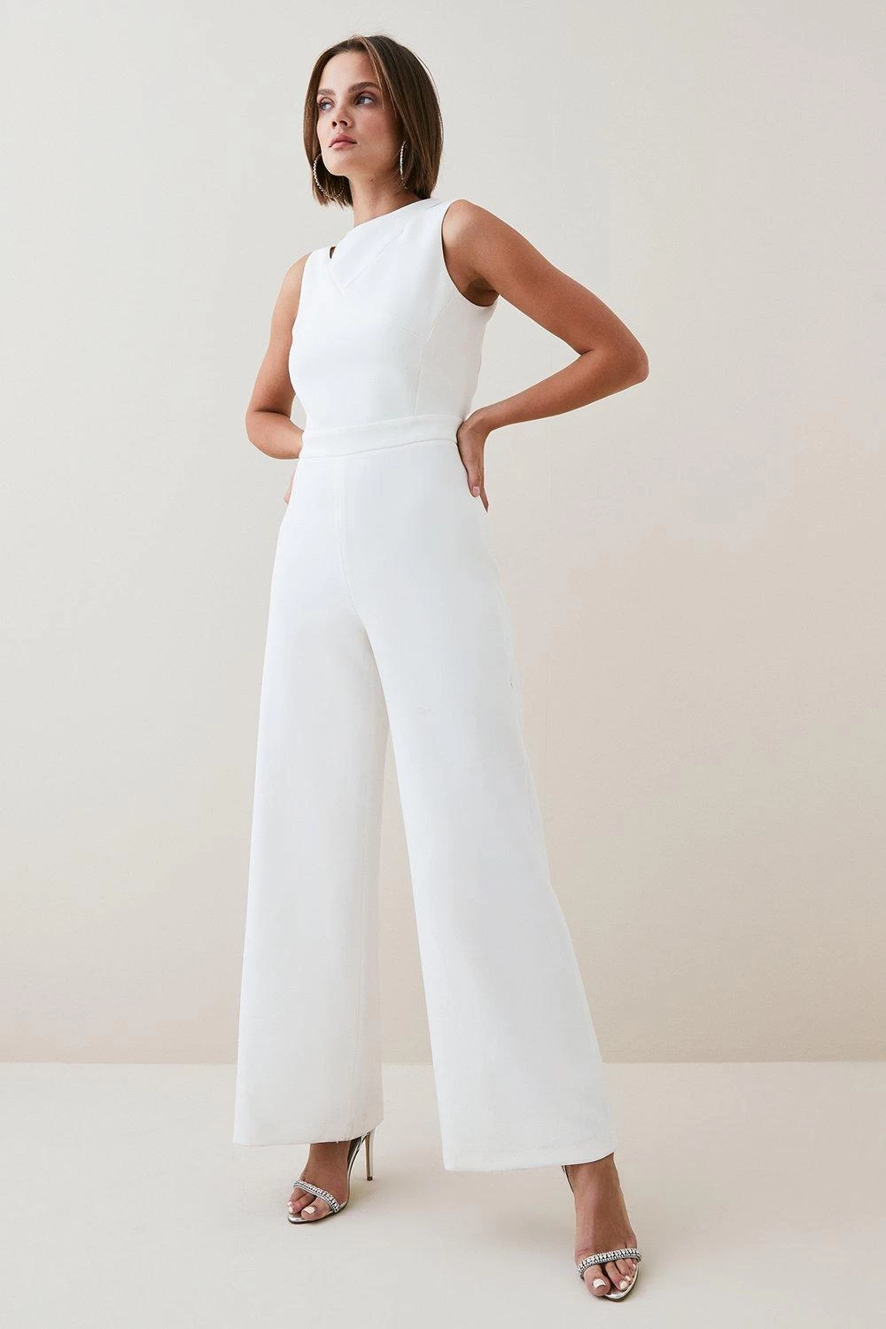 Karen Millen Structured Crepe Cut Out Jumpsuit