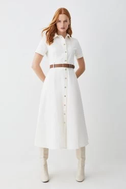 Karen Millen Tailored Belted Midi Shirt Dress