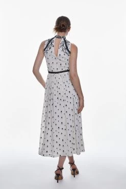 Karen Millen Tall Embroidered Cornelli Tape Woven Dress