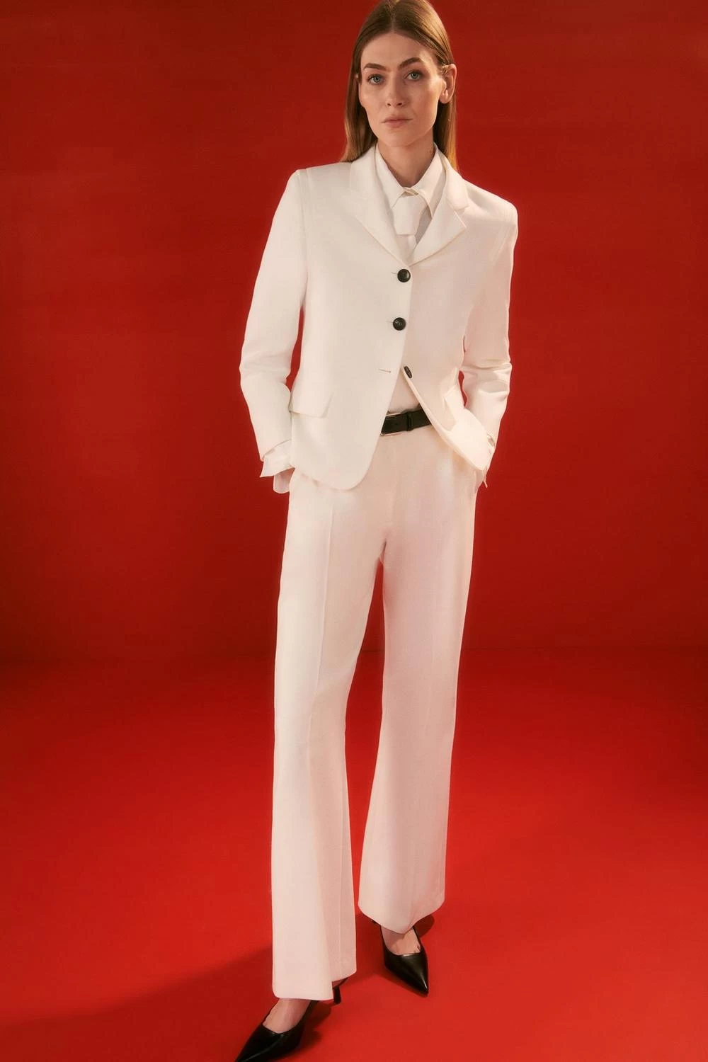 Karen Millen The Founder Compact Stretch Waist Band Detail Straight Leg Trouser - Image 3