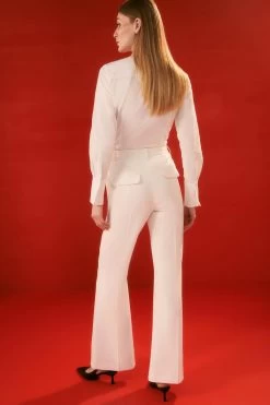 Karen Millen The Founder Compact Stretch Waist Band Detail Straight Leg Trouser