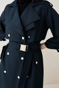 Karen Millen Cotton Sateen Layered Trench Coat