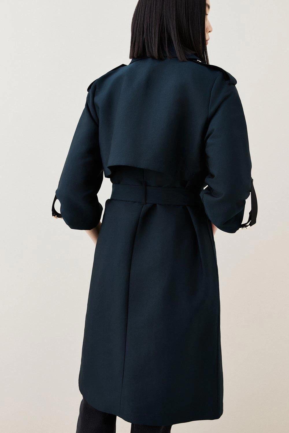 Karen Millen Cotton Sateen Layered Trench Coat - Image 5