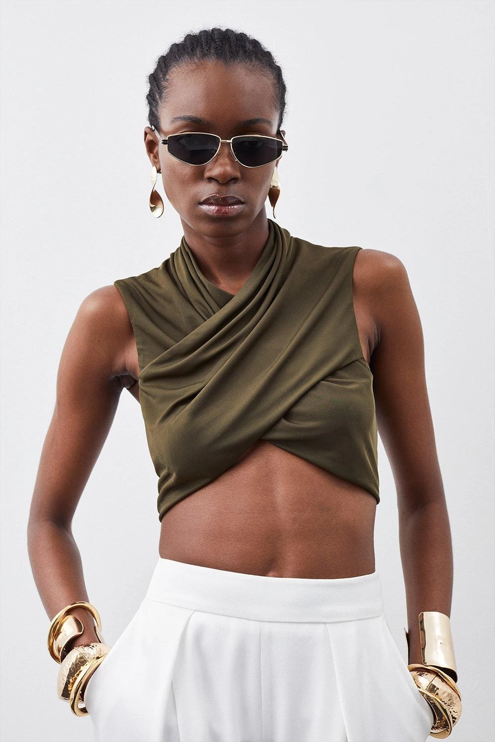 Karen Millen Jersey Crepe Cross Front Top