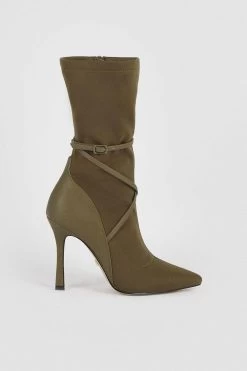 Karen Millen Neoprene Buckle Detail Sock Boot