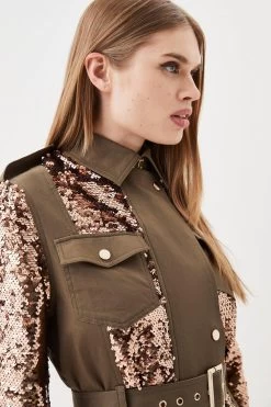 Karen Millen Sequined Parka Coat