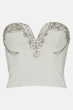 Karen Millen Crystal Embellished Cady Woven Corset